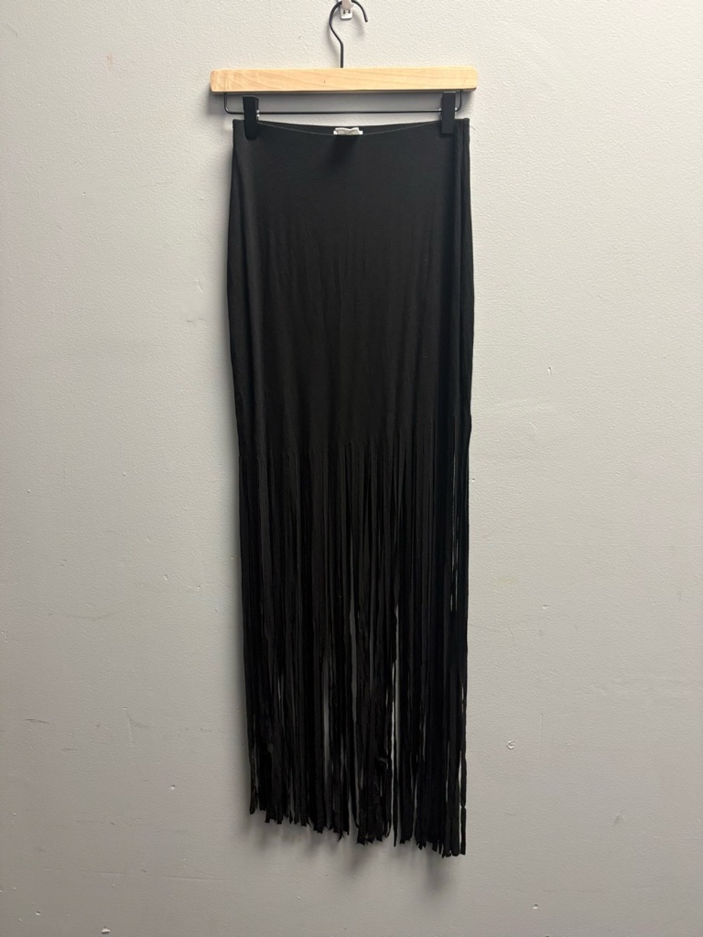 Tobi Black Fringe Maxi Skirt